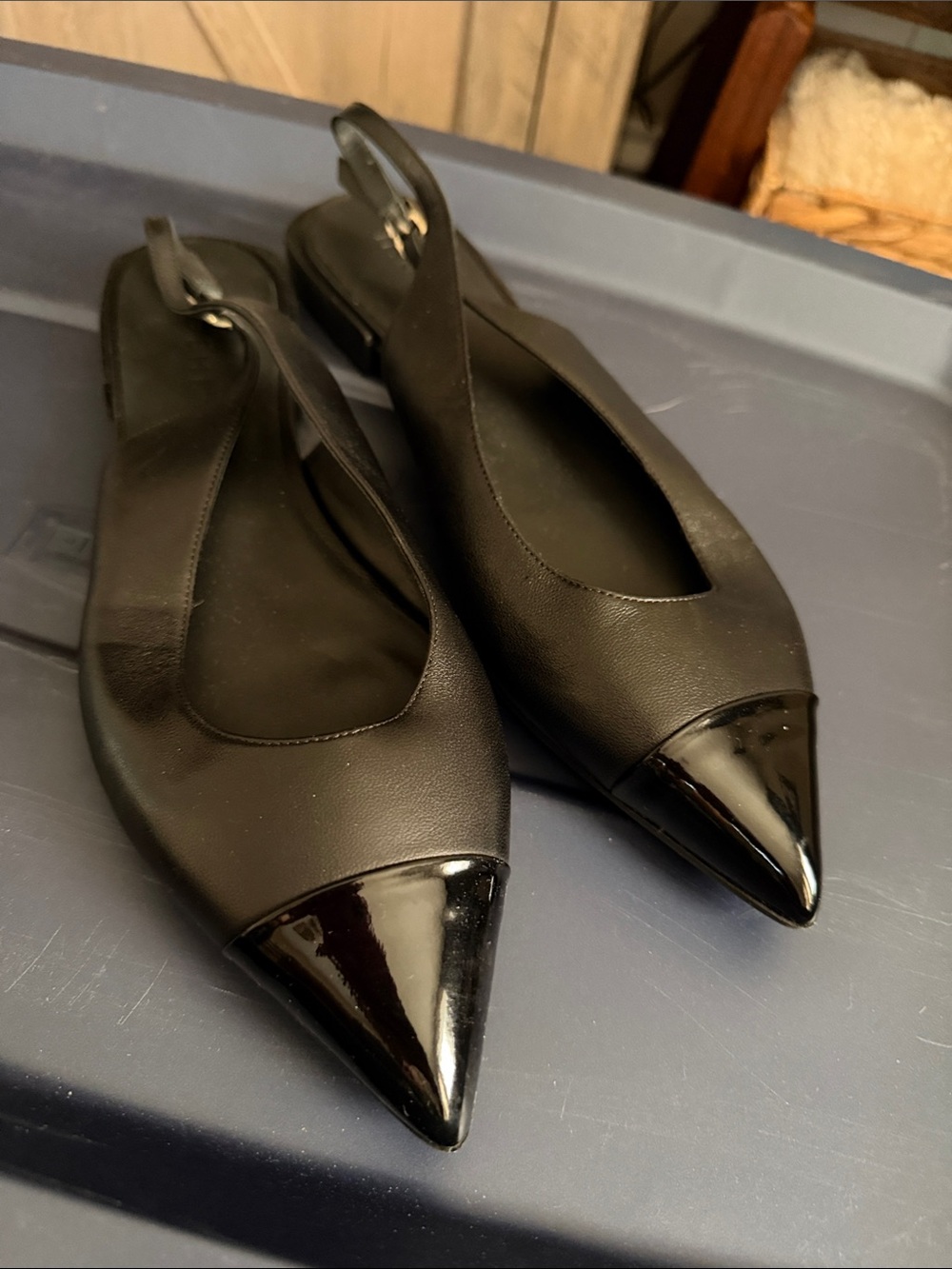 M Gemi Black Pointed Toe Slingback Flats - Classic Women's Shoes